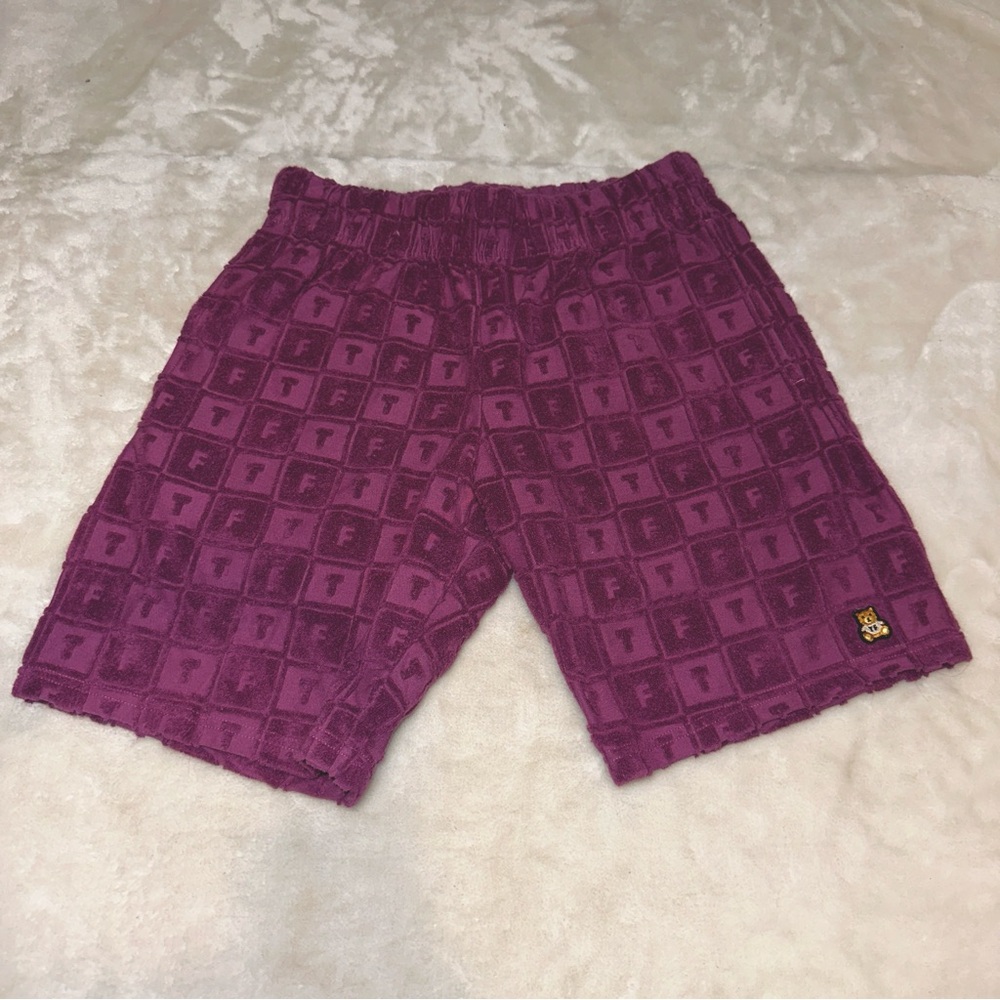 Teddy Fresh Purple Terry Cloth Waffle Print Shorts Size XS